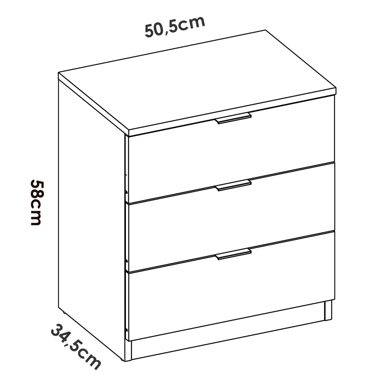 Garnero Arredamenti Comodini|Comò-Comodino 50x58h cm 3 cassetti moderno bianco opaco Manuel