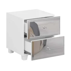 Garnero Arredamenti Comodini Cameretta|Comò-Comodino 45x51h cm 2 cassetti design con specchio bianco Selva Bianco Opaco