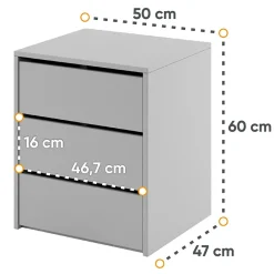 Garnero Arredamenti Comodini|Comò-Comodino 50x60h cm 3 cassetti Ombra Grigio