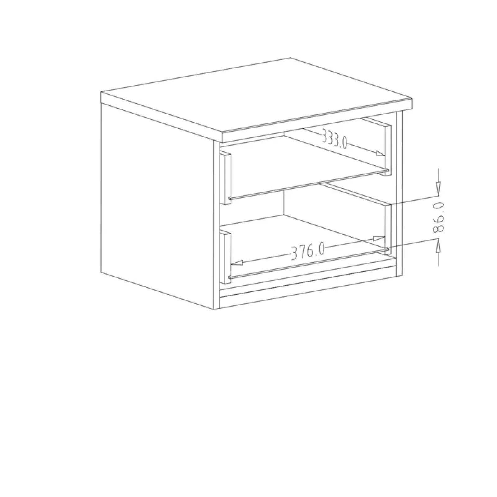 Garnero Arredamenti Comodini|Comò-Comodino 46x36h cm 2 cassetti moderno nero Vulcano Rovere