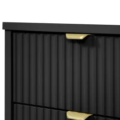 Garnero Arredamenti Comodini|Comò-Comodino 35x40h cm 2 cassetti cannettato nero Athena Nero Opaco