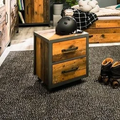 Garnero Arredamenti Comodini Cameretta|Comò-Comodino 46x51h cm 2 cassetti stile soft rovere scuro nero Urbania