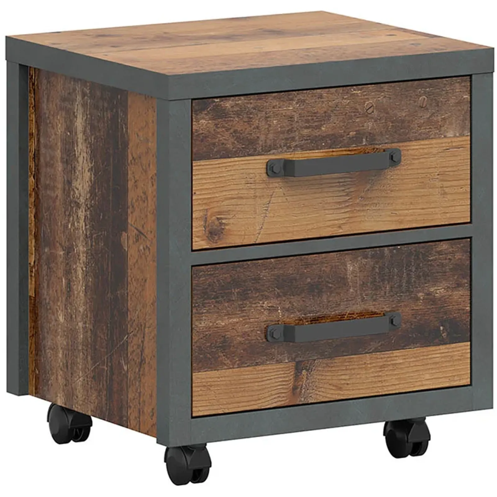 Garnero Arredamenti Comodini Cameretta|Comò-Comodino 46x51h cm 2 cassetti stile soft rovere scuro nero Urbania