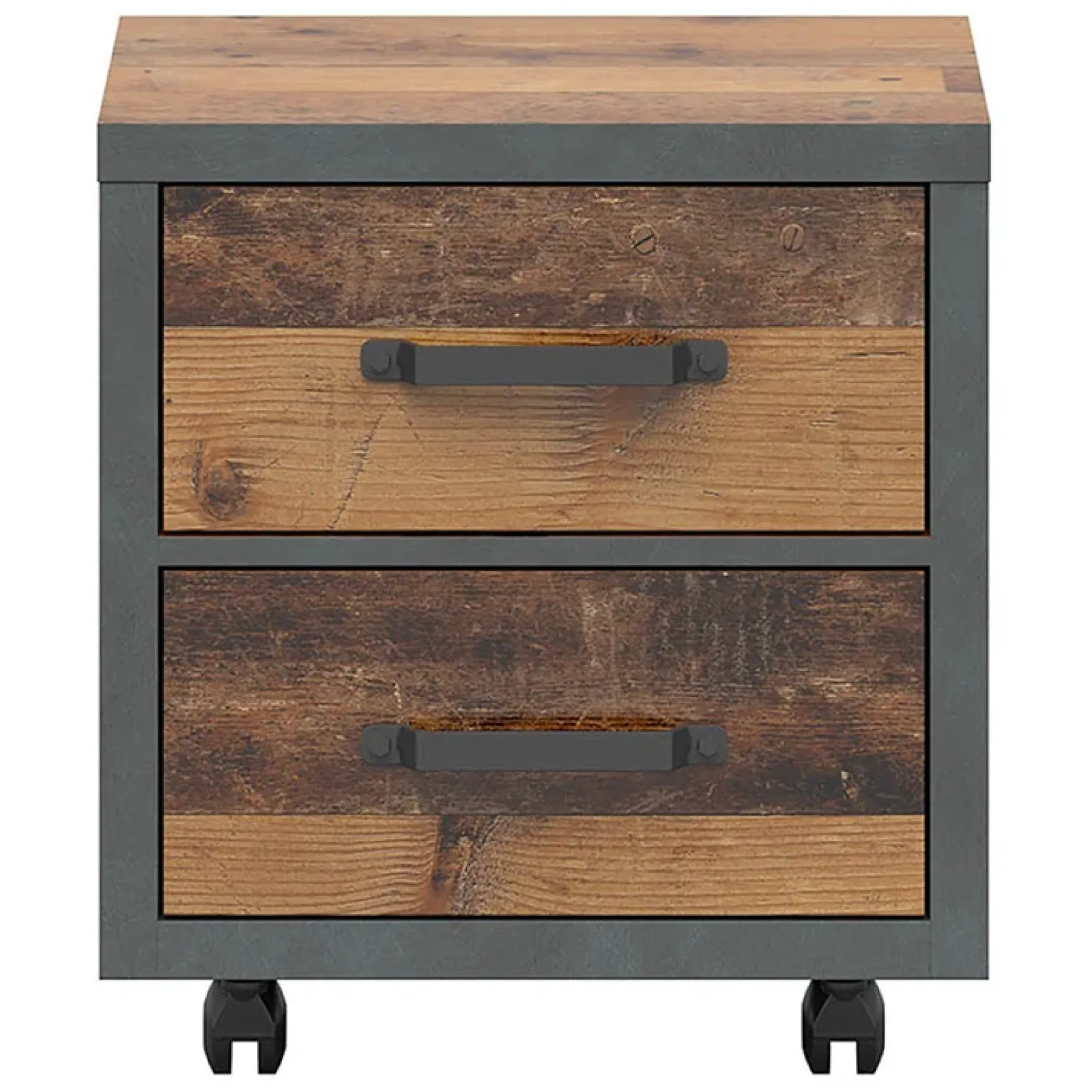 Garnero Arredamenti Comodini Cameretta|Comò-Comodino 46x51h cm 2 cassetti stile soft rovere scuro nero Urbania