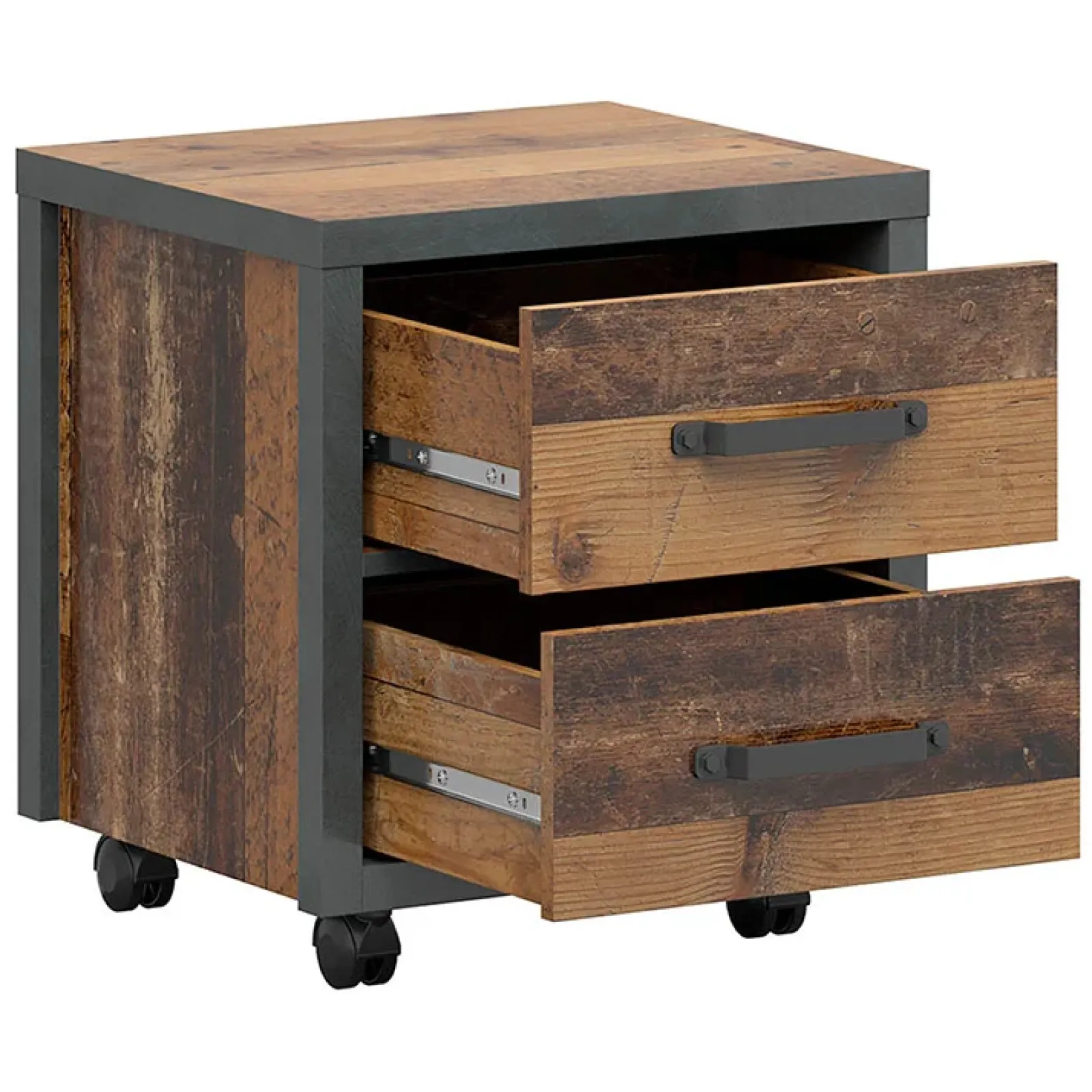 Garnero Arredamenti Comodini Cameretta|Comò-Comodino 46x51h cm 2 cassetti stile soft rovere scuro nero Urbania