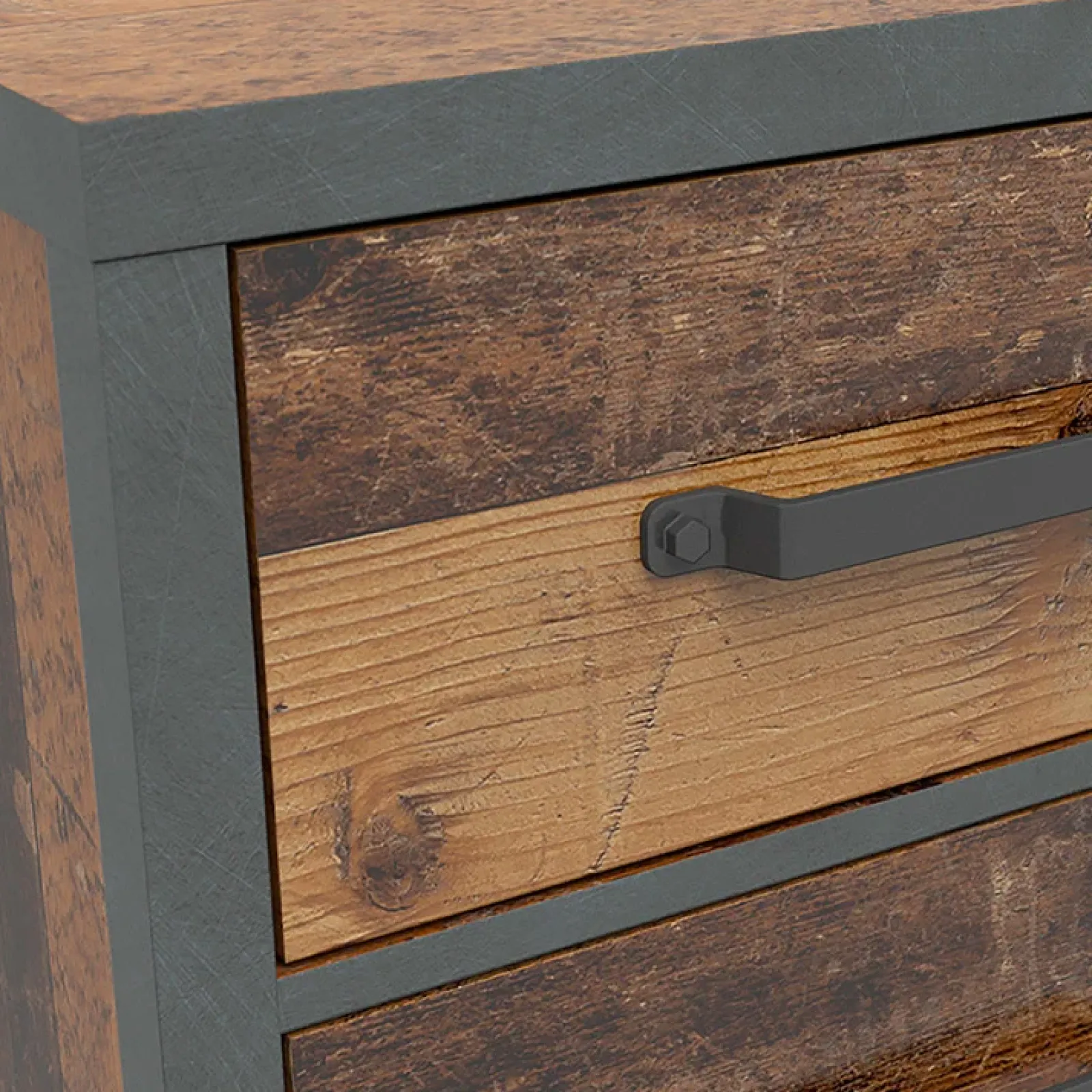 Garnero Arredamenti Comodini Cameretta|Comò-Comodino 46x51h cm 2 cassetti stile soft rovere scuro nero Urbania