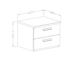 Garnero Arredamenti Comodini|Comò-Comodino 46x37h cm 2 cassetti moderno quercia scuro nero Vulcano Noce