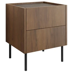 Garnero Arredamenti Comodini|Comò-Comodino 40x50h cm 2 cassetti moderno piano effetto marmo nero noce Caliva