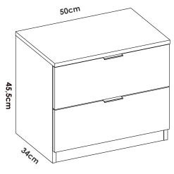 Garnero Arredamenti Comodini|Comò-Comodino 46x50h cm 2 cassetti bianco opaco Manuel