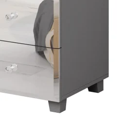 Garnero Arredamenti Comodini Cameretta|Comò-Comodino 45x51h cm 2 cassetti  design con specchio Selva Grigio