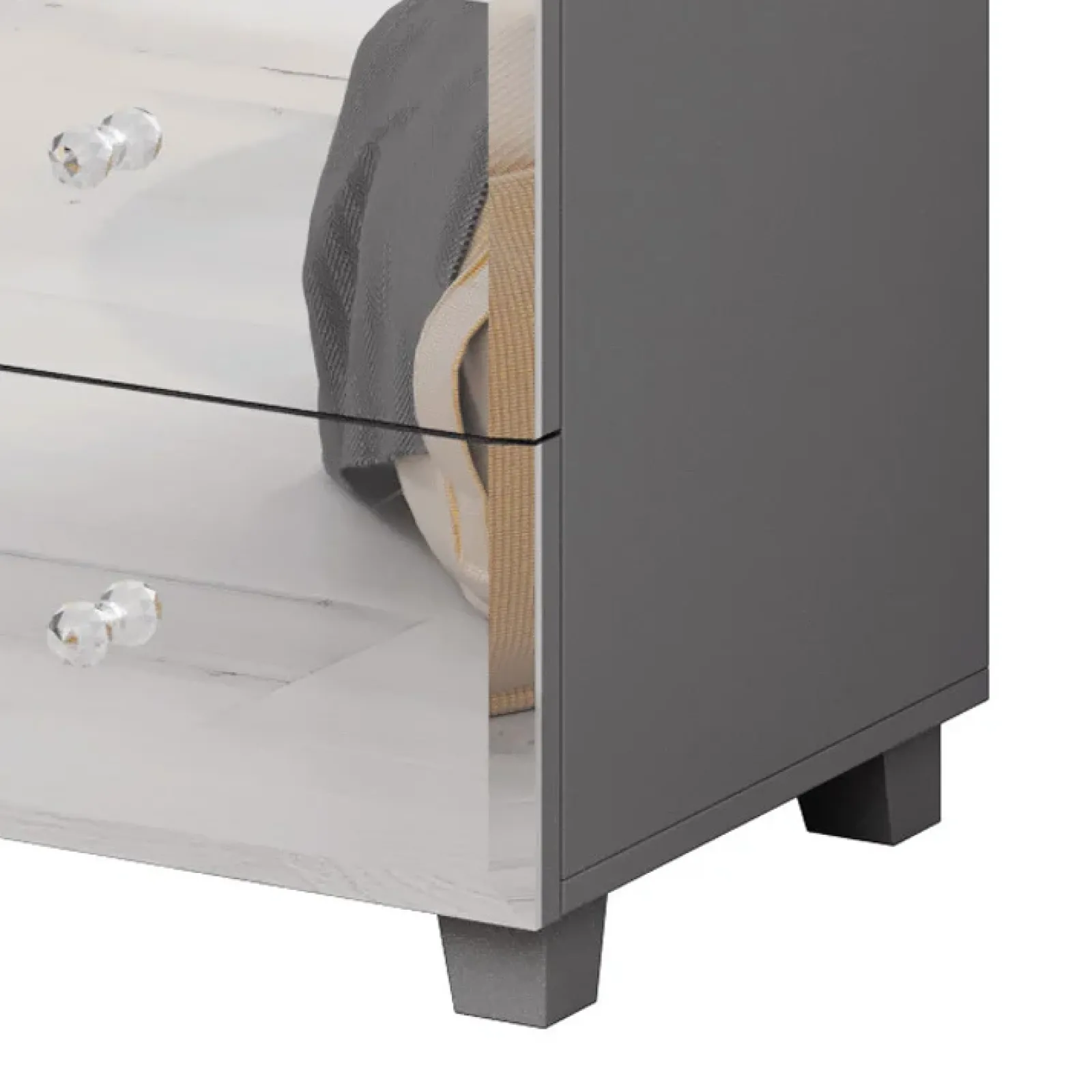 Garnero Arredamenti Comodini Cameretta|Comò-Comodino 45x51h cm 2 cassetti design con specchio Selva Grigio