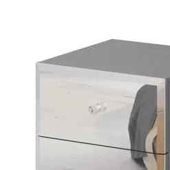 Garnero Arredamenti Comodini Cameretta|Comò-Comodino 45x51h cm 2 cassetti design con specchio Selva Grigio