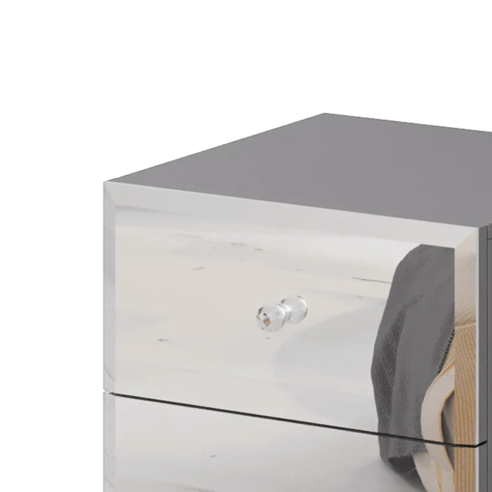 Garnero Arredamenti Comodini Cameretta|Comò-Comodino 45x51h cm 2 cassetti design con specchio Selva Grigio