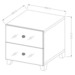 Garnero Arredamenti Comodini Cameretta|Comò-Comodino 45x51h cm 2 cassetti design con specchio Selva Grigio