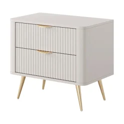 Garnero Arredamenti Comodini|Comò-Comodino 63x55h cm 2 cassetti cannettato Ramis Beige