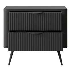Garnero Arredamenti Comodini|Comò-Comodino 63x55h cm 2 cassetti cannettato Ramis Nero Opaco