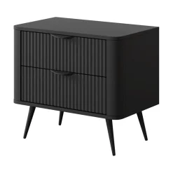 Garnero Arredamenti Comodini|Comò-Comodino 63x55h cm 2 cassetti cannettato Ramis Nero Opaco