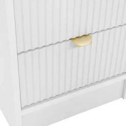 Garnero Arredamenti Comodini|Comò-Comodino 35x40h cm 2 cassetti cannettato bianco Athena Bianco Opaco