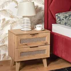 Garnero Arredamenti Comodini|Comò-Comodino 50x52h cm 2 cassetti moderno rovere Sombra