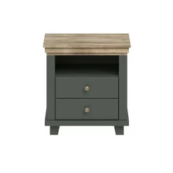 Garnero Arredamenti Comodini Cameretta|Comò-Comodino 52x54h cm 2 cassetti moderno quercia Texel Verde