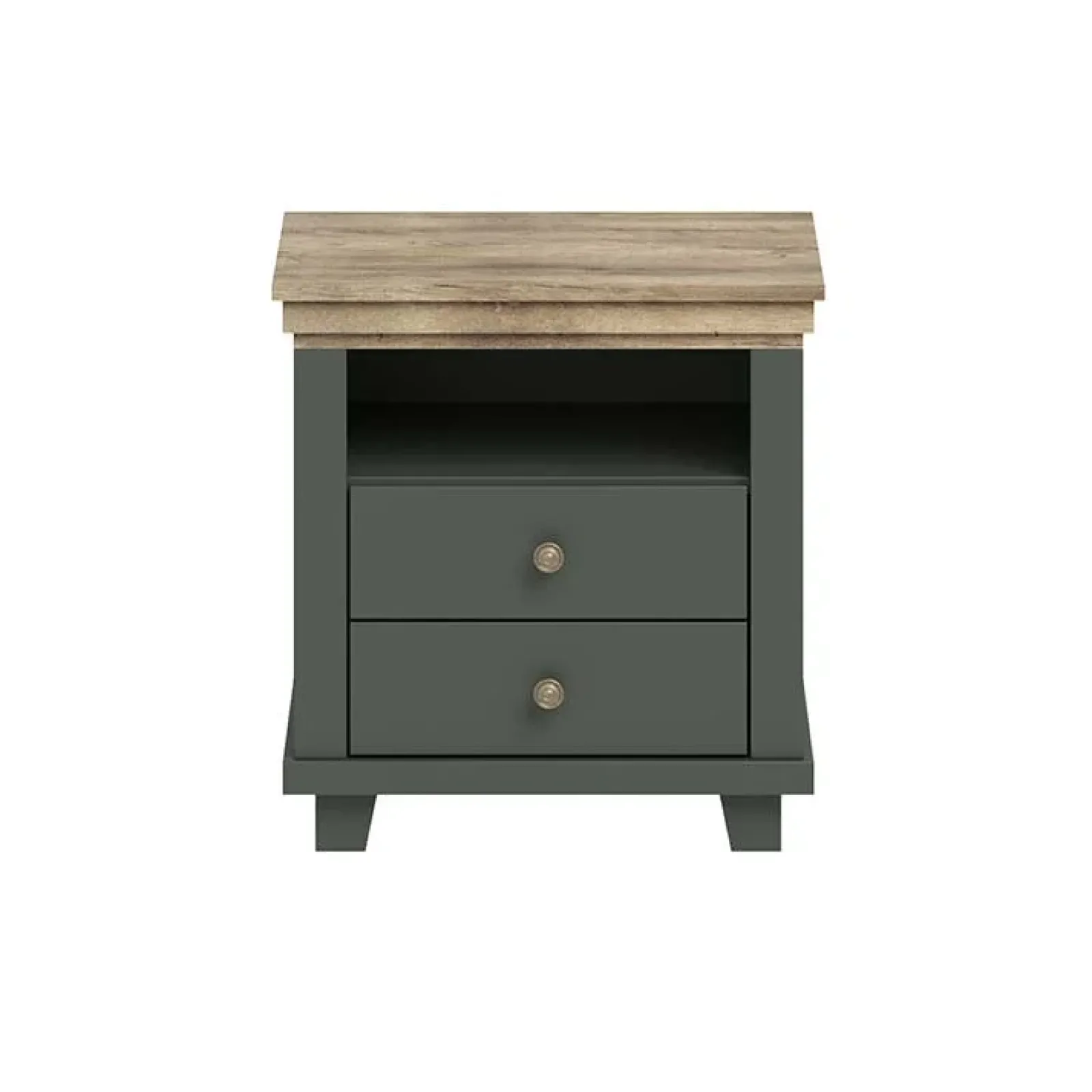 Garnero Arredamenti Comodini Cameretta|Comò-Comodino 52x54h cm 2 cassetti moderno quercia Texel Verde
