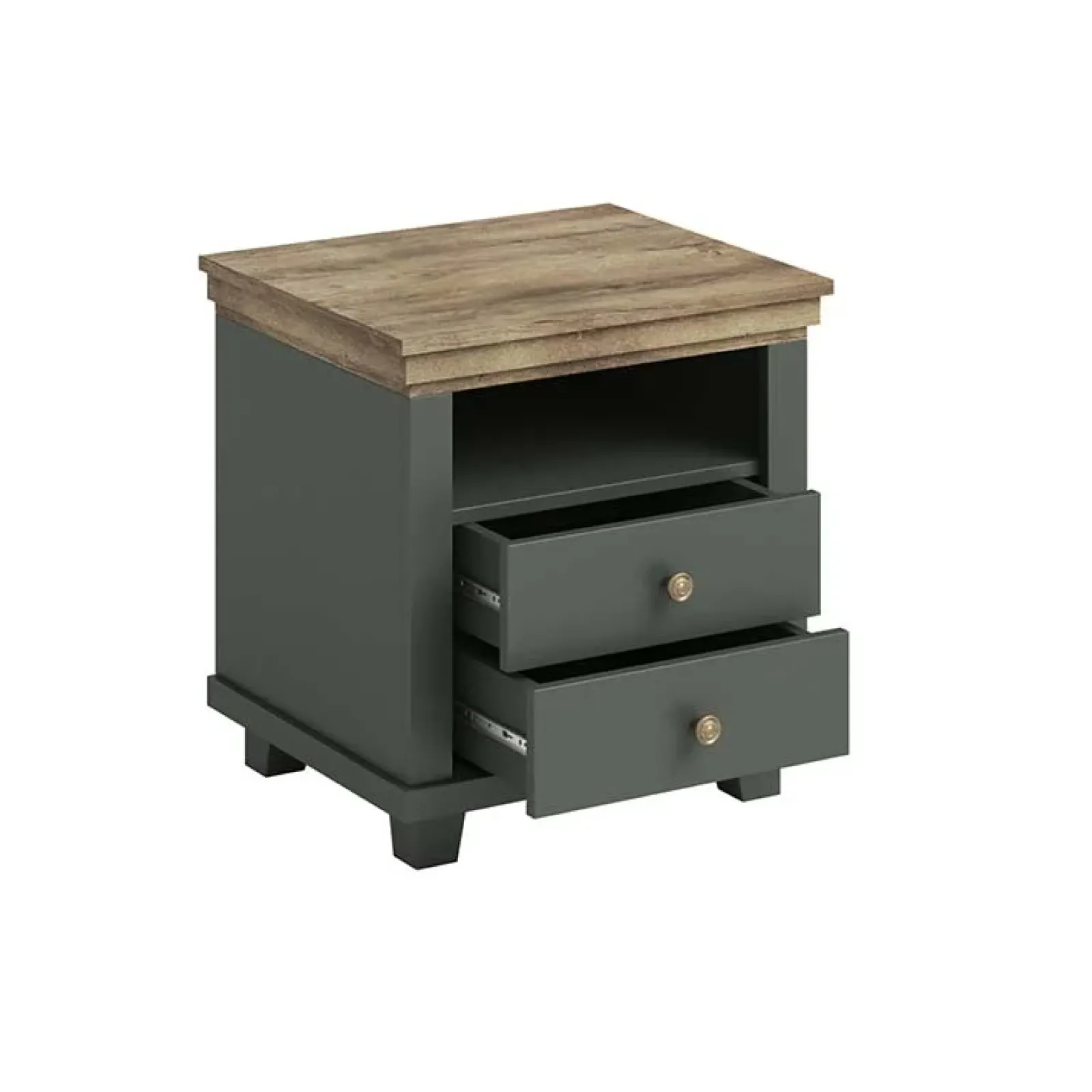 Garnero Arredamenti Comodini Cameretta|Comò-Comodino 52x54h cm 2 cassetti moderno quercia Texel Verde