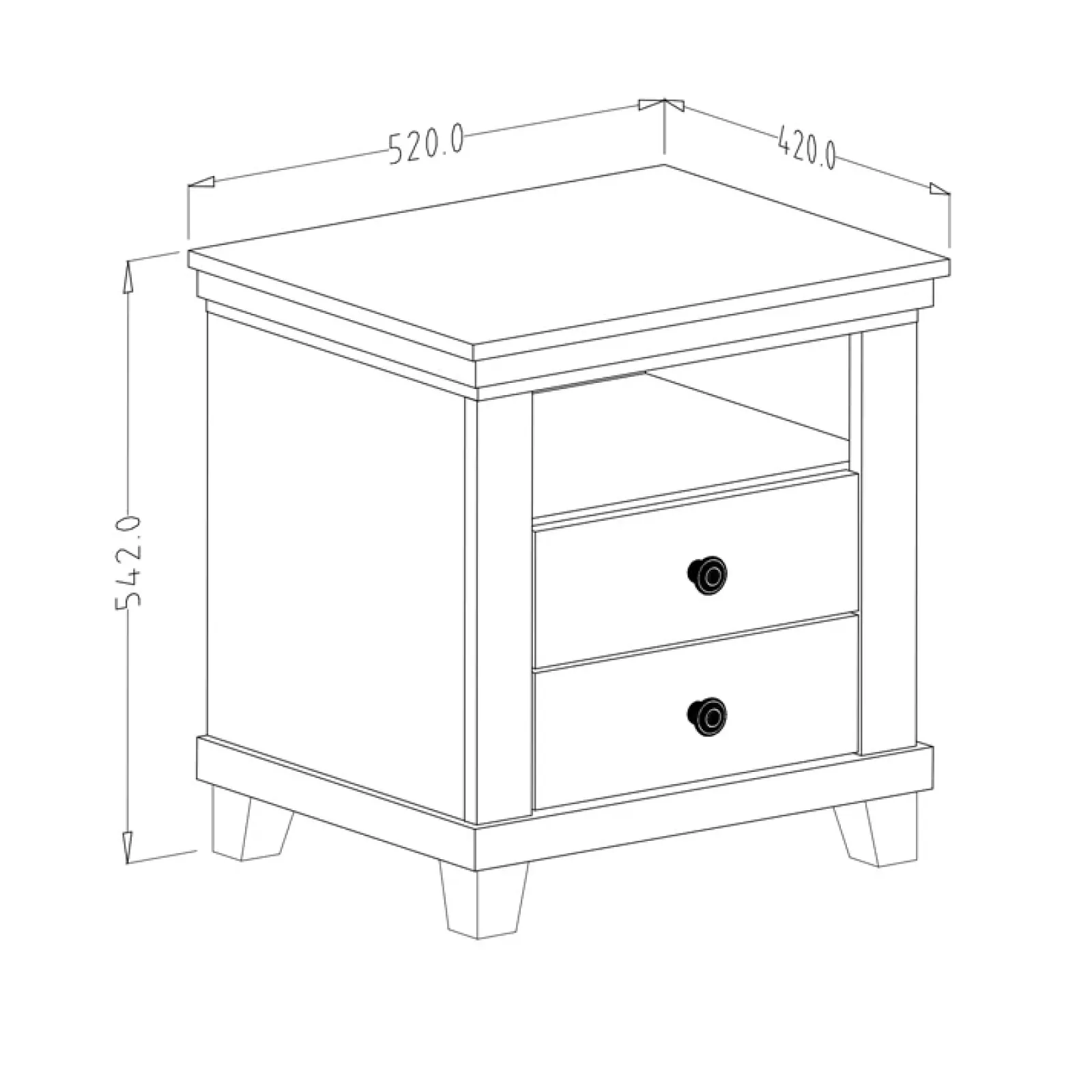 Garnero Arredamenti Comodini Cameretta|Comò-Comodino 52x54h cm 2 cassetti moderno quercia Texel Verde