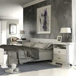 Garnero Arredamenti Comodini Cameretta|Comò-Comodino 58x68h cm 2 cassetti shabby Kelly Bianco Frassinato