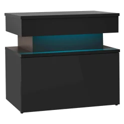 Garnero Arredamenti Comodini|Comò-Comodino 55x51h cm 1 cassetto con LED nero Lumus Nero Lucido