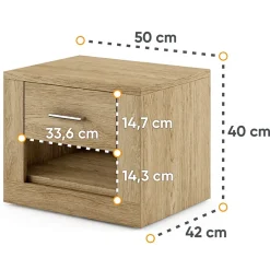 Garnero Arredamenti Comodini|Comò-Comodino 50x40h cm 1 cassetto Ombra Rovere