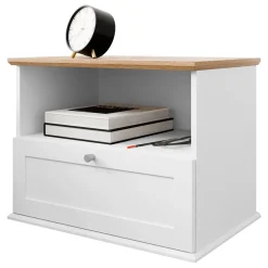 Garnero Arredamenti Comodini|Comò-Comodino 62x48h cm 1 cassetto bianco rovere Relaxio