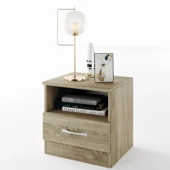 Garnero Arredamenti Comodini Cameretta|Comò-Comodino 40x41h cm 1 cassetto sonoma Selvaggia Gihome® Rovere