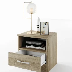 Garnero Arredamenti Comodini Cameretta|Comò-Comodino 40x41h cm 1 cassetto sonoma Selvaggia Gihome® Rovere