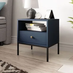 Garnero Arredamenti Comodini Cameretta|Comò-Comodino 54x56h cm 1 cassetto moderno notte Glory Blu