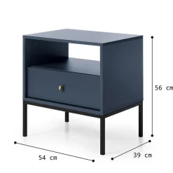 Garnero Arredamenti Comodini Cameretta|Comò-Comodino 54x56h cm 1 cassetto moderno notte Glory Blu