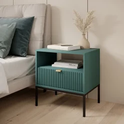 Garnero Arredamenti Comodini Cameretta|Comò-Comodino 54x56h cm 1 cassetto moderno Alisa Verde