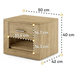 Garnero Arredamenti Comodini|Comò-Comodino 50x40h cm 1 cassetto Ombra Rovere Rustico