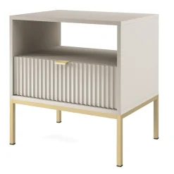 Garnero Arredamenti Comodini|Comò-Comodino 54x56h cm 1 cassetto moderno Alisa Beige