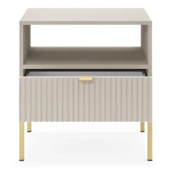 Garnero Arredamenti Comodini|Comò-Comodino 54x56h cm 1 cassetto moderno Alisa Beige
