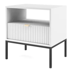 Garnero Arredamenti Comodini|Comò-Comodino 54x56h cm 1 cassetto moderno bianco Alisa Bianco Opaco