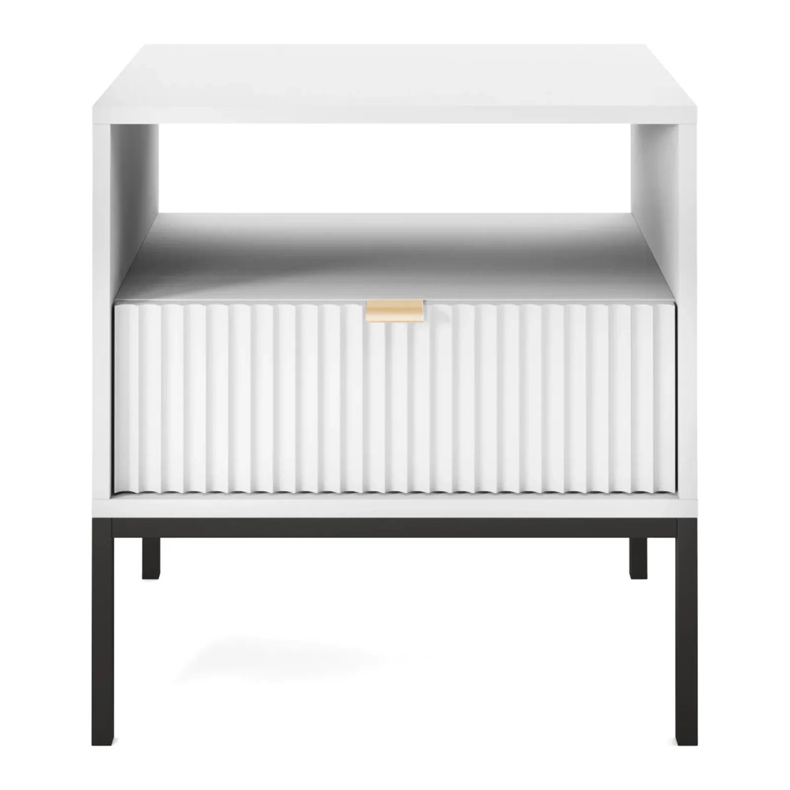 Garnero Arredamenti Comodini|Comò-Comodino 54x56h cm 1 cassetto moderno bianco Alisa Bianco Opaco