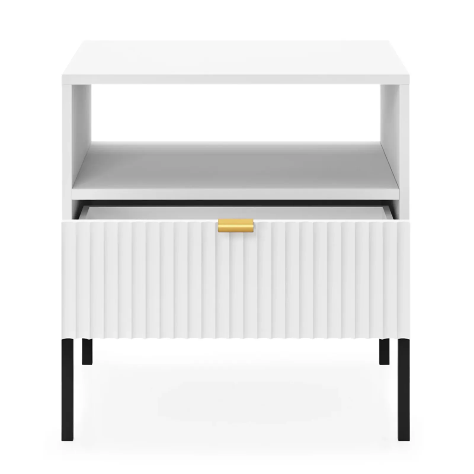 Garnero Arredamenti Comodini|Comò-Comodino 54x56h cm 1 cassetto moderno bianco Alisa Bianco Opaco