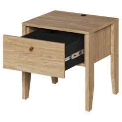 Garnero Arredamenti Comodini|Comò-Comodino 45x46h cm 1 cassetto USB C rovere Noor
