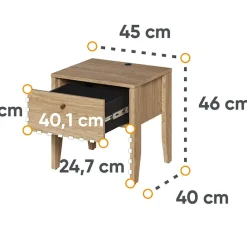 Garnero Arredamenti Comodini|Comò-Comodino 45x46h cm 1 cassetto USB C rovere Noor