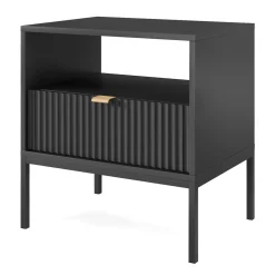 Garnero Arredamenti Comodini|Comò-Comodino 54x56h cm 1 cassetto moderno nero Alisa Nero Opaco