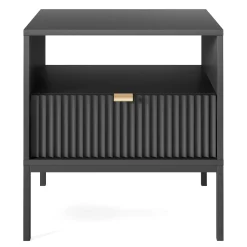 Garnero Arredamenti Comodini|Comò-Comodino 54x56h cm 1 cassetto moderno nero Alisa Nero Opaco