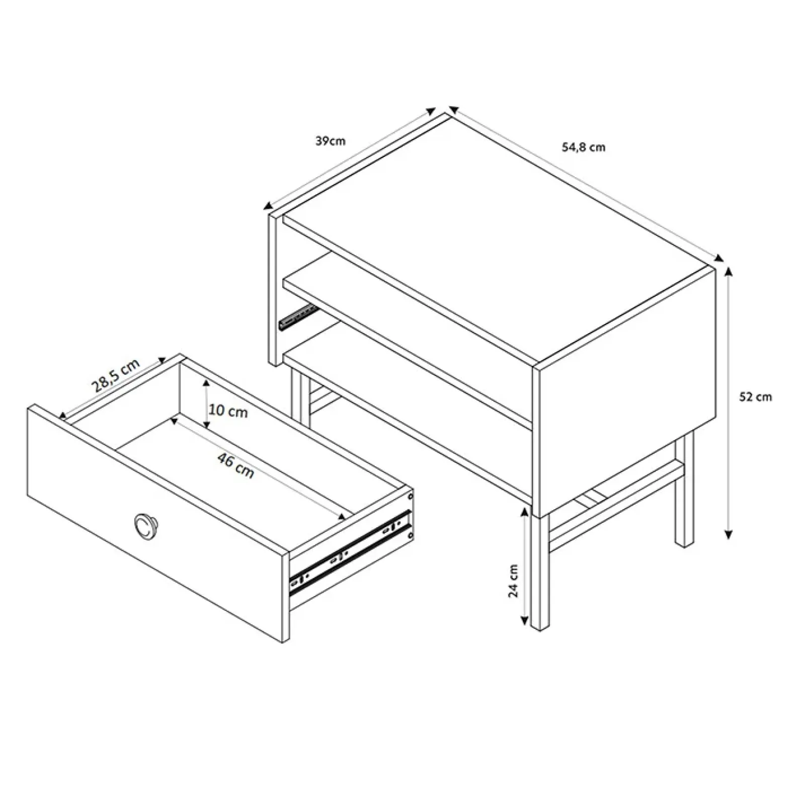 Garnero Arredamenti Comodini Cameretta|Comò-Comodino 55x52h cm 1 cassetto moderno Eterna Beige