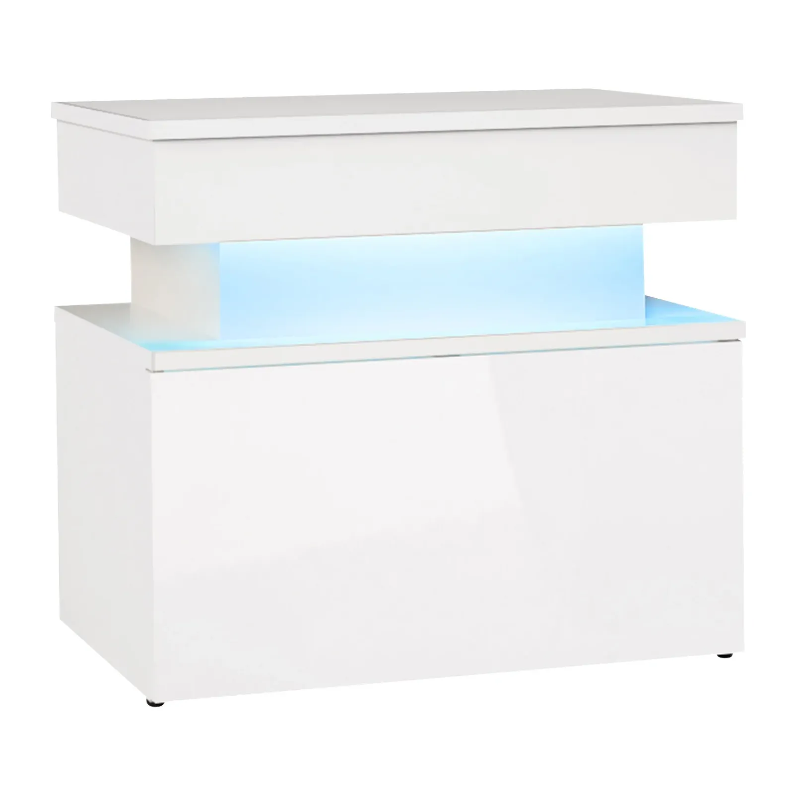 Garnero Arredamenti Comodini|Comò-Comodino 55x51h cm 1 cassetto con LED bianco Lumus Bianco Lucido