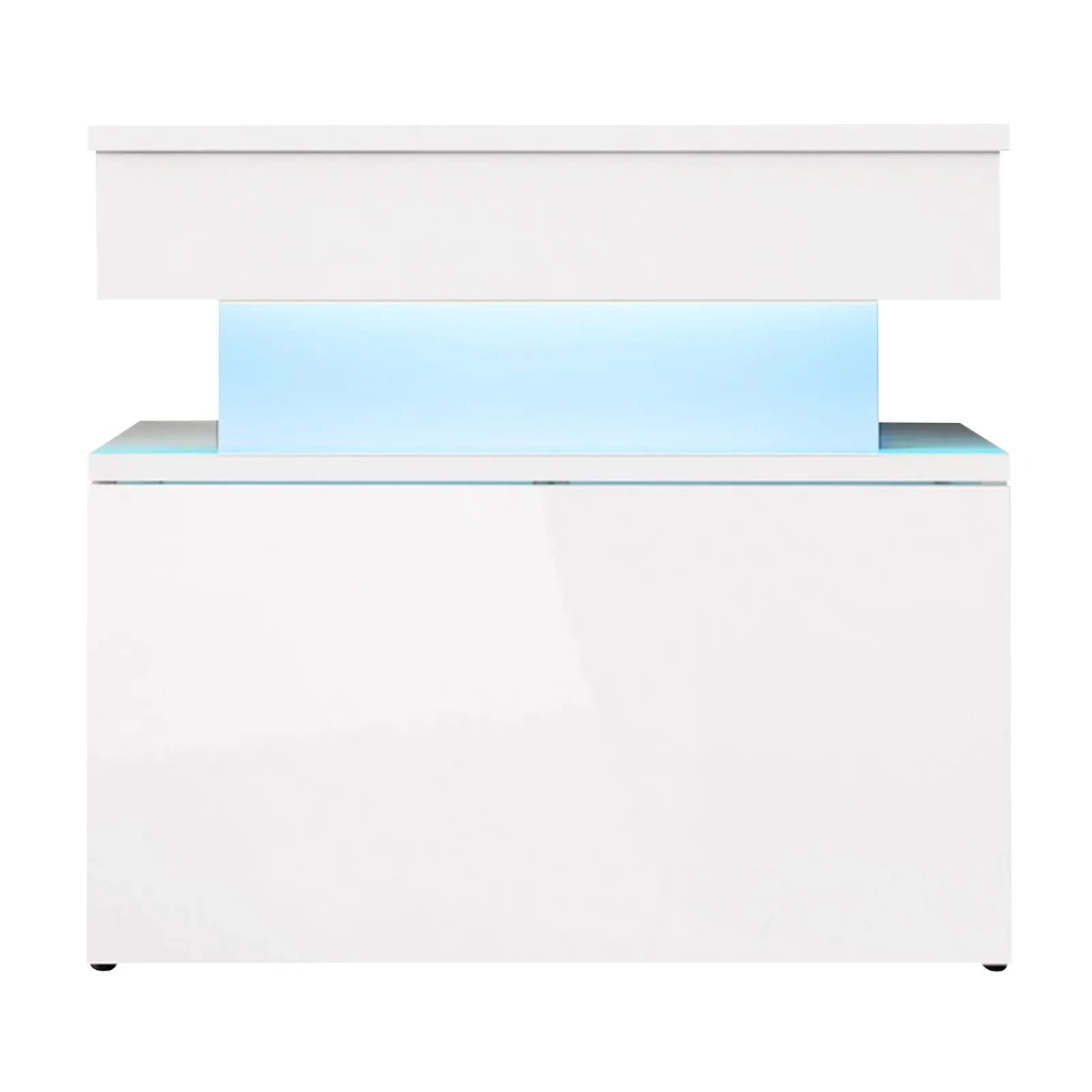 Garnero Arredamenti Comodini|Comò-Comodino 55x51h cm 1 cassetto con LED bianco Lumus Bianco Lucido