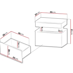 Garnero Arredamenti Comodini|Comò-Comodino 55x51h cm 1 cassetto con LED bianco Lumus Bianco Lucido
